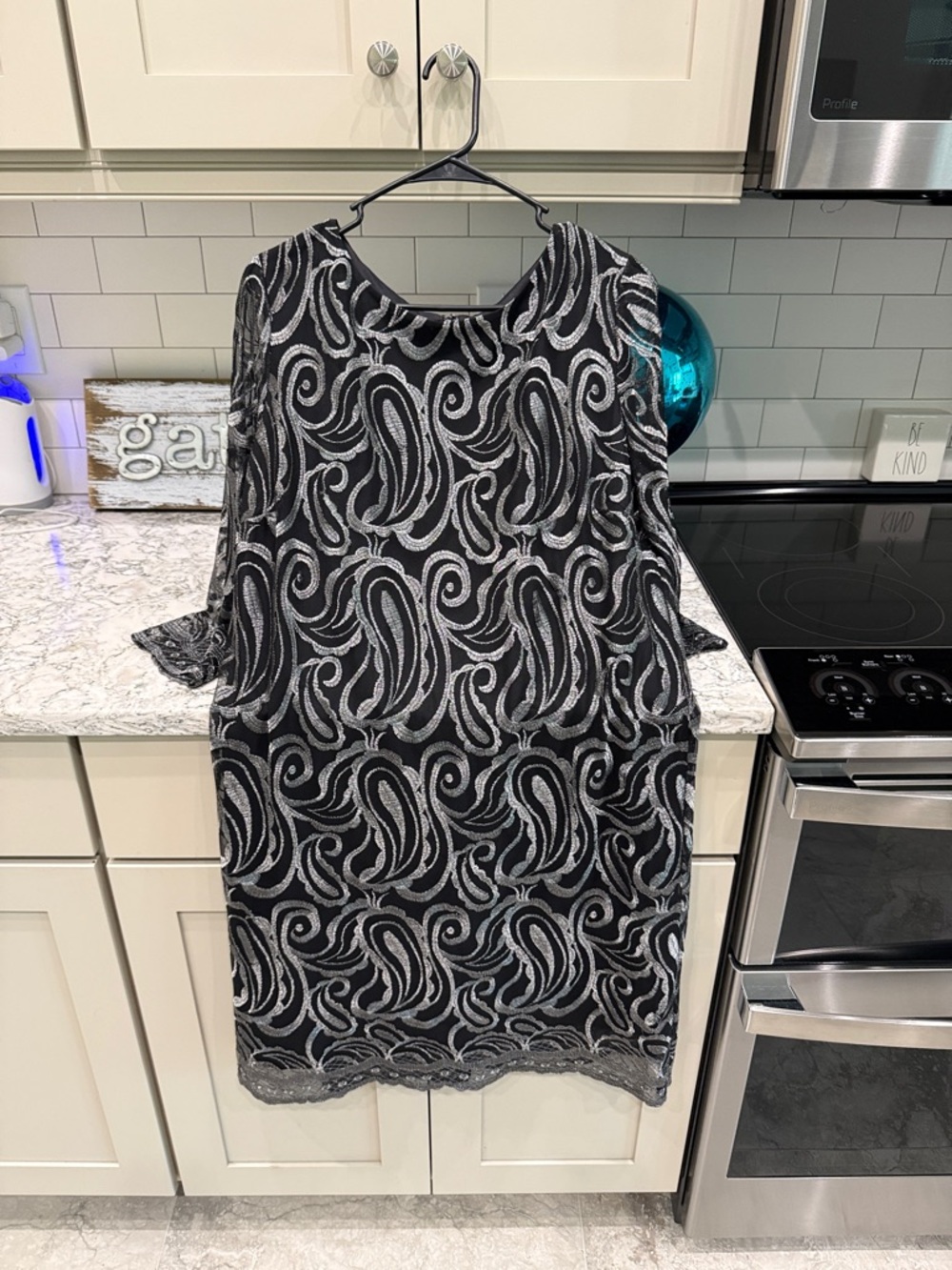 Alex Marie Black Dress with Silver Beadwork